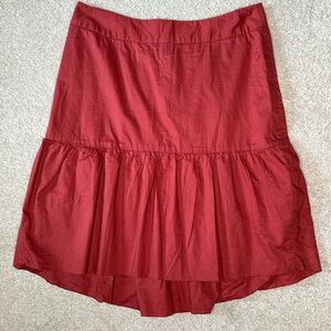 Anthropologie Red Cotton Ruffle Skirt, Size 8